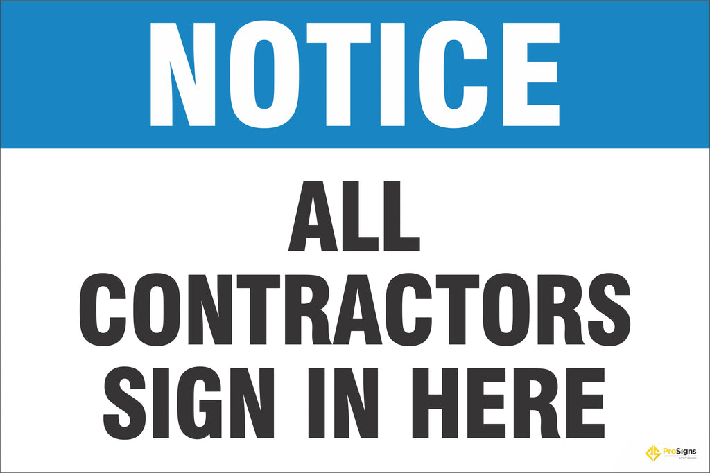 Notice – All Contractors Sign In Here