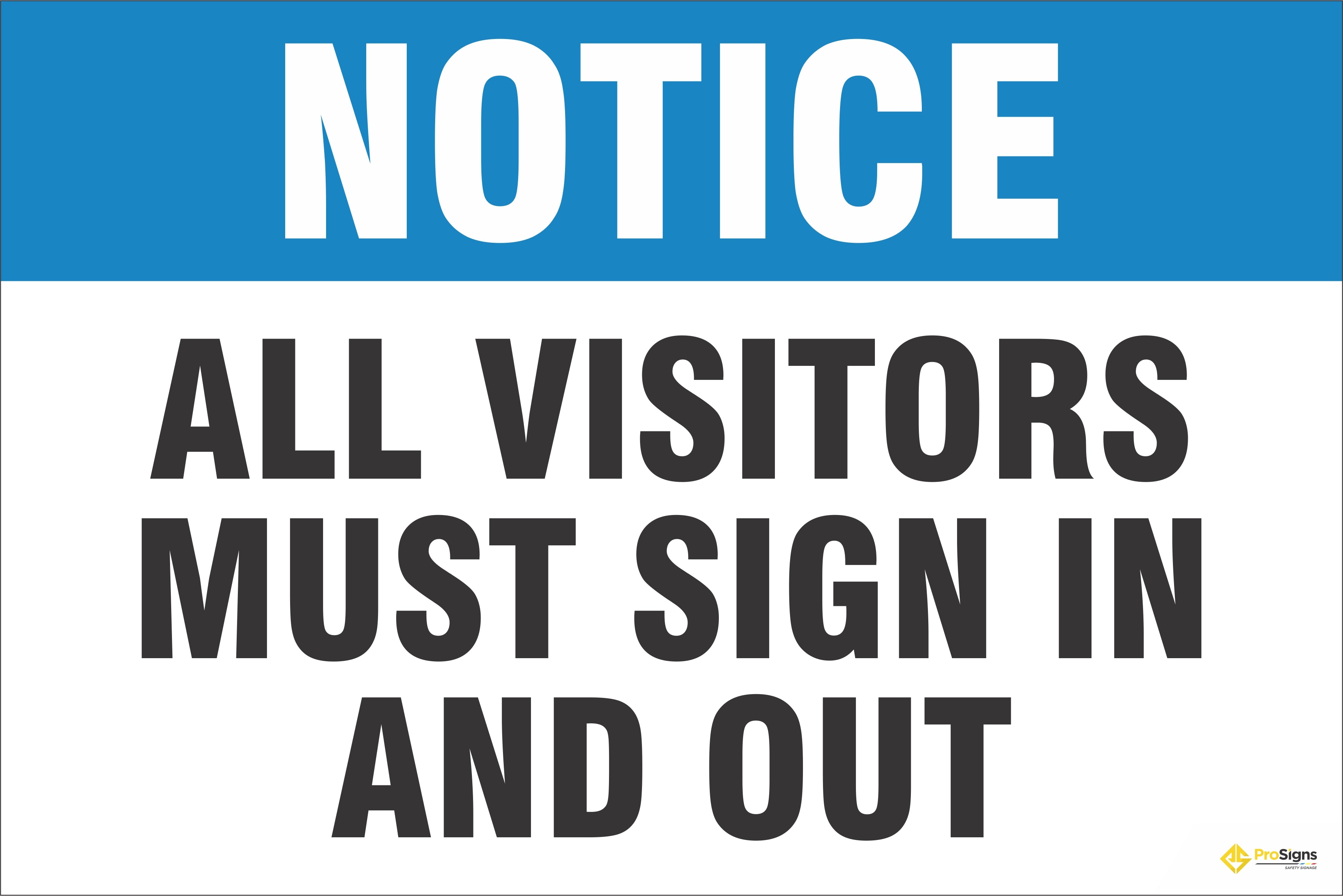 Notice – All Visitors Must Sign In and Out